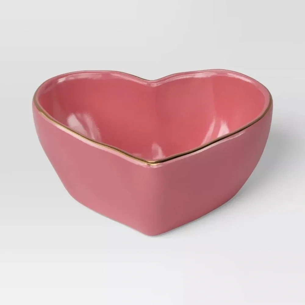 7oz Stoneware Figural Heart Mini Serving Bowl Candy Dish Pink - Threshold
